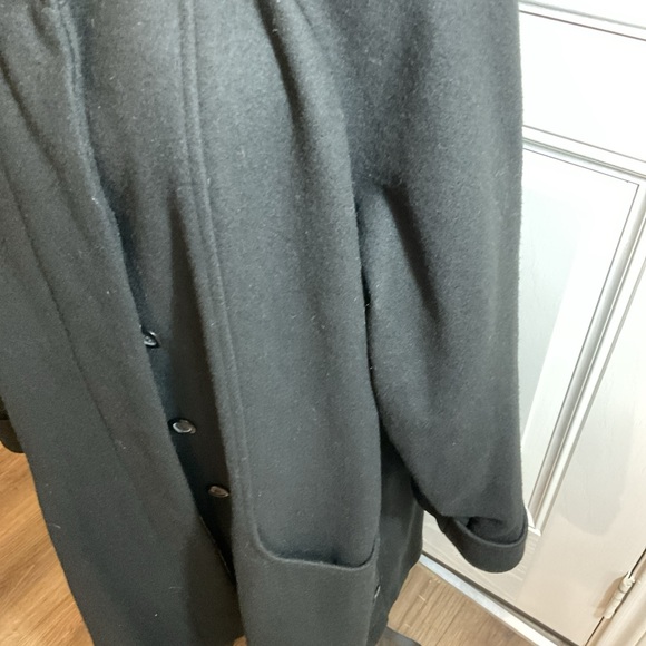 Herman Kay Womens Black Long Sleeve Collared Button Front Classic Coat Size 16 - Picture 3 of 12